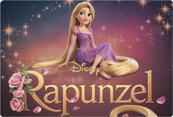 Rapunzel Tayfa Dikdörtgen Pasta Yenilebilir Resim Baskı 28*19 cm ürün görseli 1