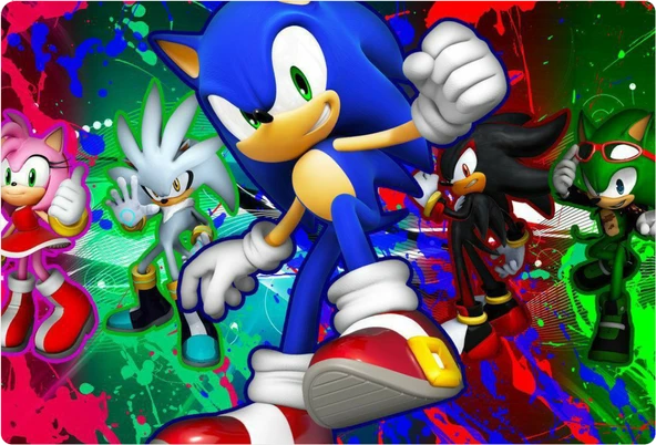 Sonic Dikdörtgen Pasta Yenilebilir Resim Baskı 28*19 cm ürün görseli 1