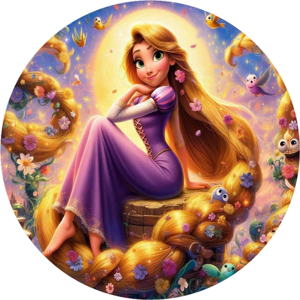 Rapunzel Yuvarlak Pasta Yenilebilir Resim Baskı 20 cm ürün görseli 1