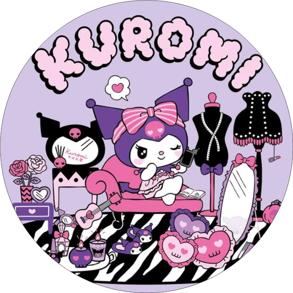 Kuromi Yuvarlak Pasta Yenilebilir Resim Baskı 20 cm ürün görseli 1