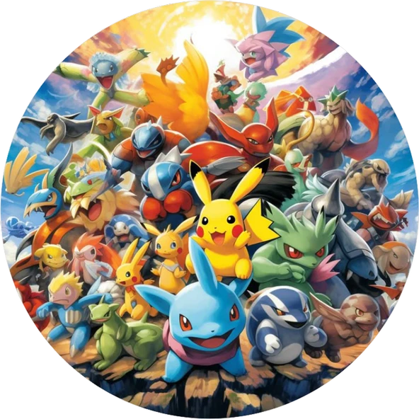 Pokemon Yuvarlak Pasta Yenilebilir Resim Baskı 20 cm ürün görseli 1