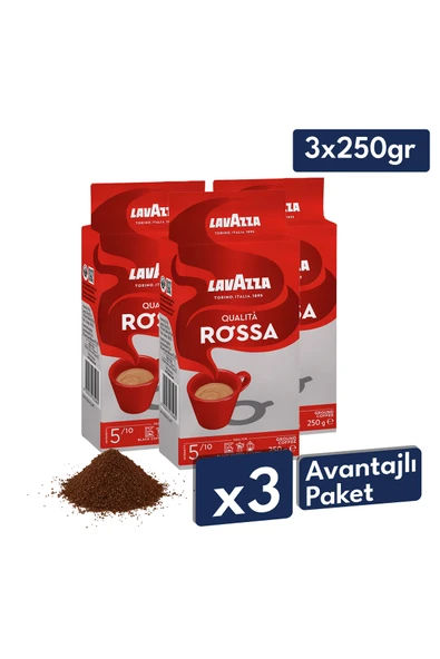 Qualita Rossa Öğütülmüş Filtre Kahve 250 g | 3'lü Avantajlı Paket ürün görseli 1
