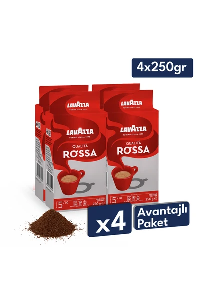 Qualita Rossa Öğütülmüş Filtre Kahve 250 g | 4'lü Avantajlı Paket ürün görseli 1