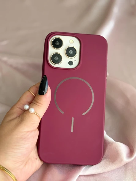 Galaxy S23 Ultra MagSafe Mat Silikon Kılıf Cherry Red ürün görseli 1