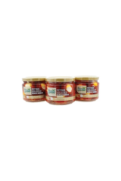 Sosero Peynir Dolgulu Kiraz Biber 3 x 290 gr Cam Kavanoz ürün görseli 1