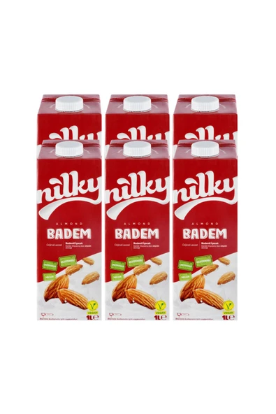 NİLKY Badem Sütü Glütensiz Bitkisel Bazlı Laktosuz Vegan 6x1 Lt ürün görseli 1