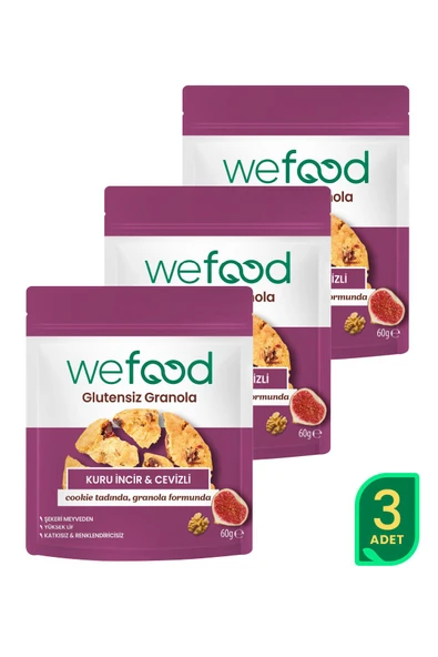 Wefood Glutensiz Granola Bites Kuru İncir & Cevizli 60 gr 3'lü ürün görseli 1