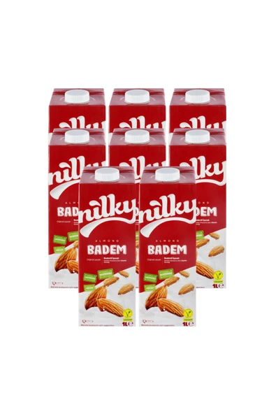 NİLKY Badem Sütü Glütensiz Bitkisel Bazlı Laktosuz Vegan 8x1 Lt ürün görseli 1