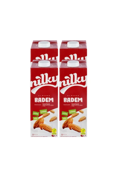 NİLKY Badem Sütü Glütensiz Bitkisel Bazlı Laktosuz Vegan 4x1 Lt ürün görseli 1