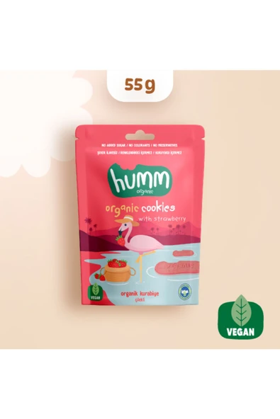 Humm Organic Organik Vegan Çilekli Kurabiye - 55g ürün görseli 1