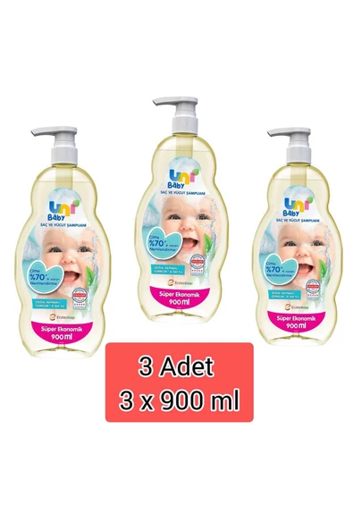 Uni Baby şampuan 900 ml 3*900 ml  toplam 2700 ml ürün görseli 1