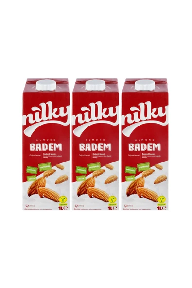 NİLKY Badem Sütü Glütensiz Bitkisel Bazlı Laktosuz Vegan 3x1 Lt ürün görseli 1
