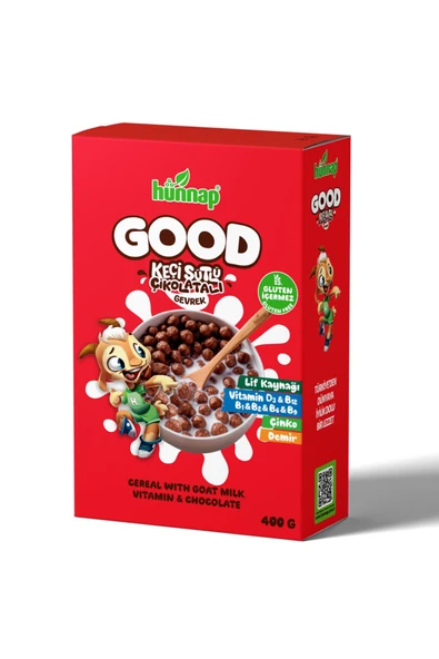 Hünnap Good Keçi Sütlü Vitaminli Çikolatalı Gevrek 400 GR ürün görseli 1