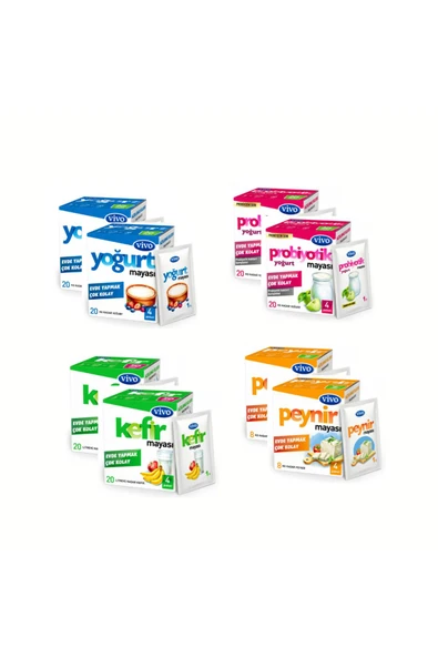 vivo 4 Çeşit Maya (Peynir-Kefir-Yoğurt-Probiyotik) Toplam 8 adet ürün görseli 1