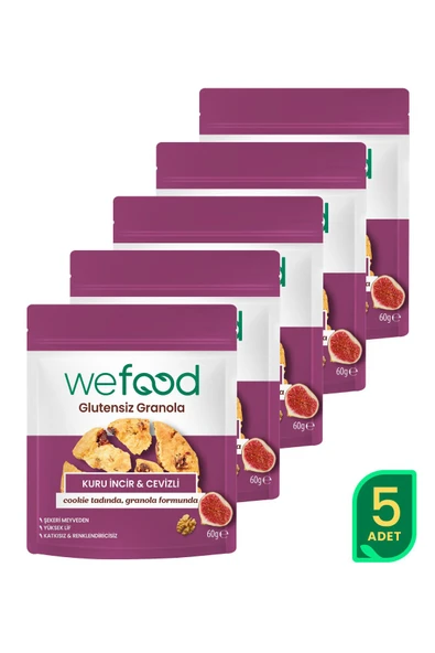 Wefood Glutensiz Granola Bites Kuru İncir & Cevizli 60 gr 5'li ürün görseli 1