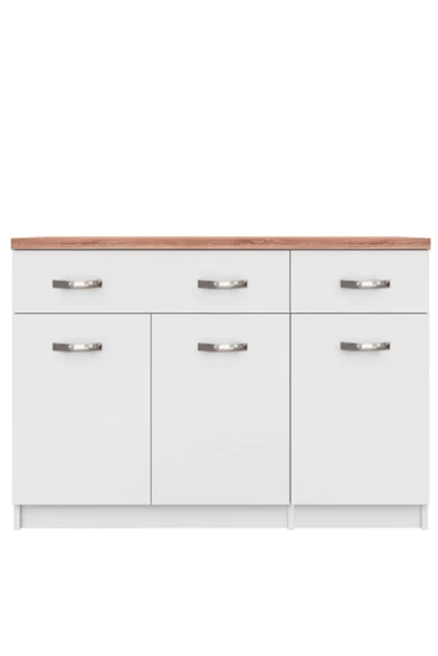 Tdesigno Dune 3 Kapaklı-2 Çekmeceli Mutfak Alt Modül 120 cm Beyaz - Atlantikçam Tezgah Dahil-Çok Amaçlı Dolap ürün görseli 1