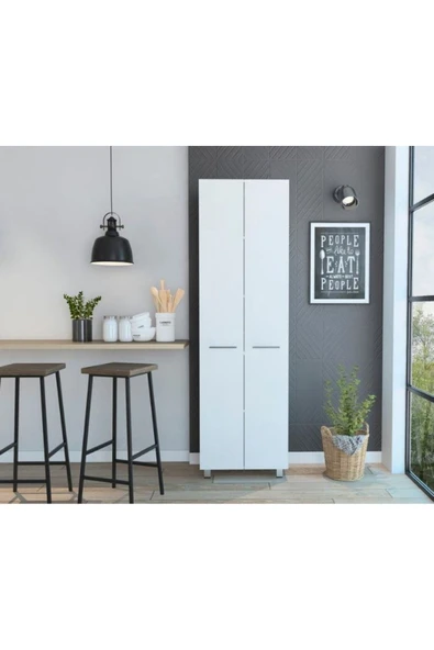 Tdesigno Sırma Çok Amaçlı Dolap,5 Raflı, 2 Kapaklı Mutfak Dolabı Kiler Dolabı Banyo Dolabı-60cm ürün görseli 1