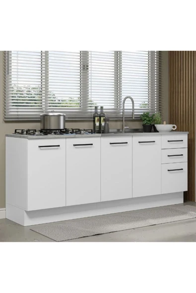 Tdesigno Roma Mutfak 4 Kapaklı-3 Çekmeceli Alt Modül -200 cm - TEZGAH DAHİL DEĞİL ürün görseli 1