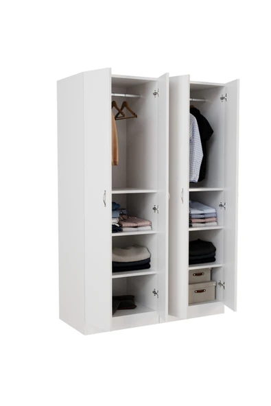 Tdesigno Gümüş Giyinme Dolabı - Çok Amaçlı Dolap - Gardırop 180 Cm-4 Kapaklı ürün görseli 1