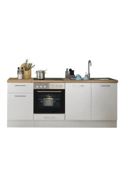 Tdesigno Abidos Mutfak 3 Kapaklı-1 Çekmeceli Alt Modül -180 cm - Tezgah Dahil-Ankastre Fırın Dolabı ürün görseli 1