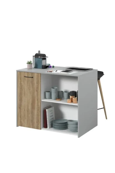 Tdesigno Karya Mutfak Adası -Alt Modül-1 Kapaklı- 100 cm Beyaz -Tezgah Dahil ürün görseli 1