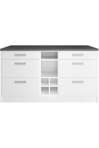 Tdesigno Okeanos Mutfak Alt Modül 6 Çekmeceli -150 Cm Beyaz-tezgah Dahil ürün görseli 1