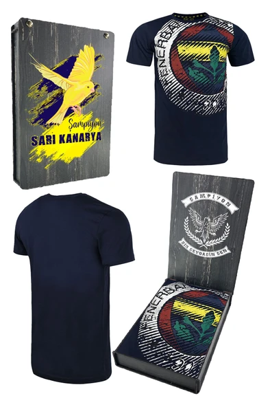 Fenerbahçe Orijinal Lisanslı Tribün 6 Renk Logolu Spor T-ShirtHediyelik Ahşap Kutulu ürün görseli 1