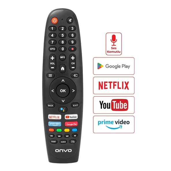 Onvo OV50F900 - OV55F900 Ses Komutlu Lcd Led Tv Kumandası ürün görseli 1