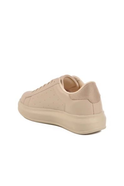 Ekru Bağcıklı Kadın Sneaker - Resim 4