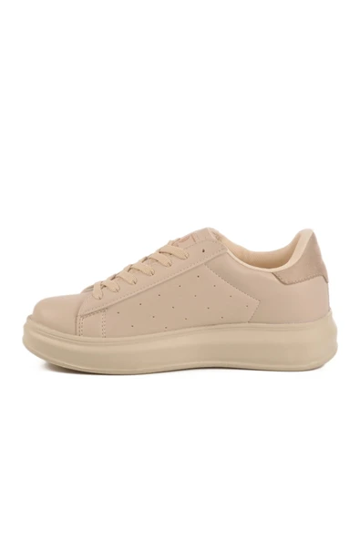 Ekru Bağcıklı Kadın Sneaker - Resim 2