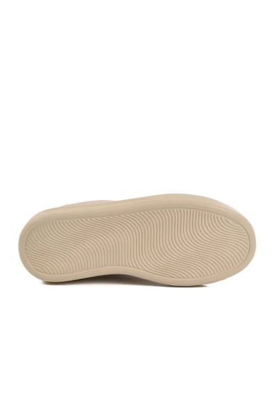 Ekru Bağcıklı Kadın Sneaker - Resim 5