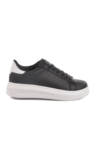 Siyah Beyaz Bağcıklı Kadın Sneaker ürün görseli 1