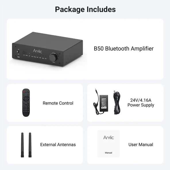 Arylic B50 Bluetooth Stereo Amfi Ses Vericili - Resim 8
