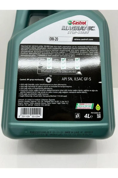 Magnatec Stop Start 4 Litre 0w-20 2024 Üretim - Resim 3