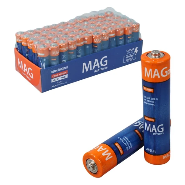 Mag Batteries MG-26172 Karbon Çinko AAA 60'Lı Paket İnce Kalem Kumanda Pili (AAA,R03 UM-3) ürün görseli 1