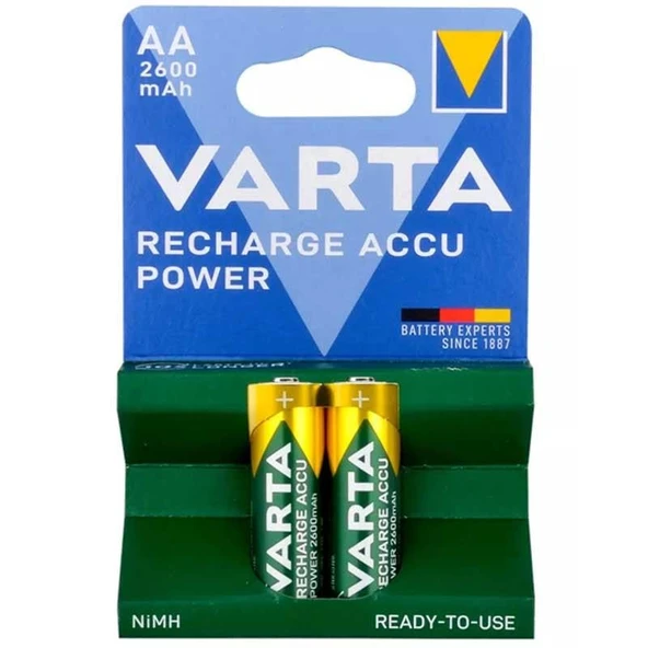 Varta NI-MH 1.2 Volt 2600 Mah R2U AA Şarjlı 2'Li Kalem Pil ürün görseli 1