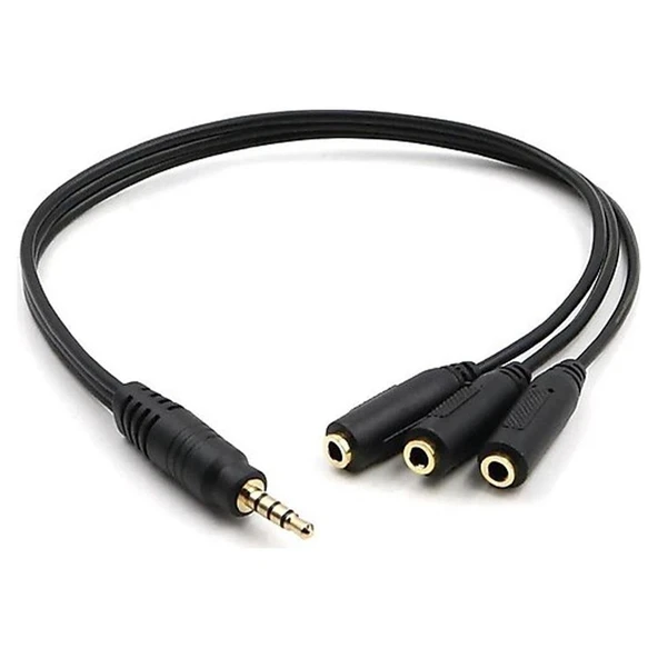 Powermaster 3.5 Mm Erkek * 3 Stereo Dişi Kulaklık Çoklayıcı 30 Cm Y Kablo ürün görseli 1