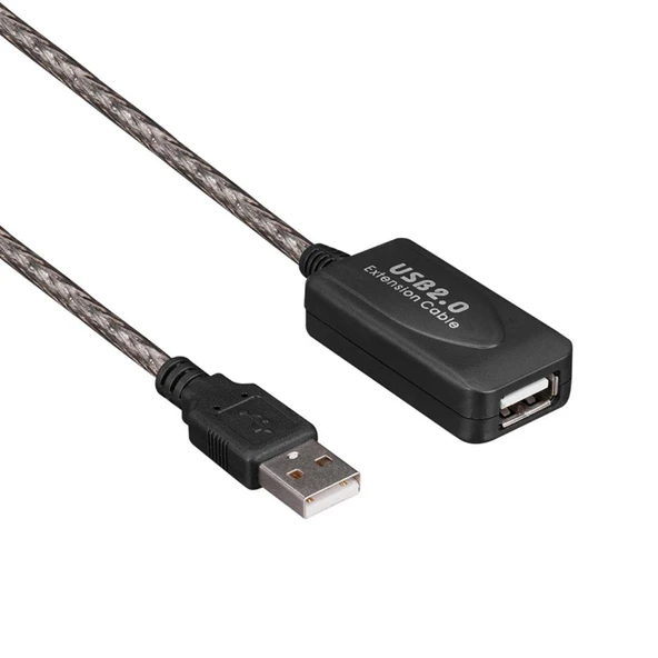 Powermaster PM-11426 15 Metre Şeffaf Korumalı USB 2.0 Uzatma Kablosu ürün görseli 1