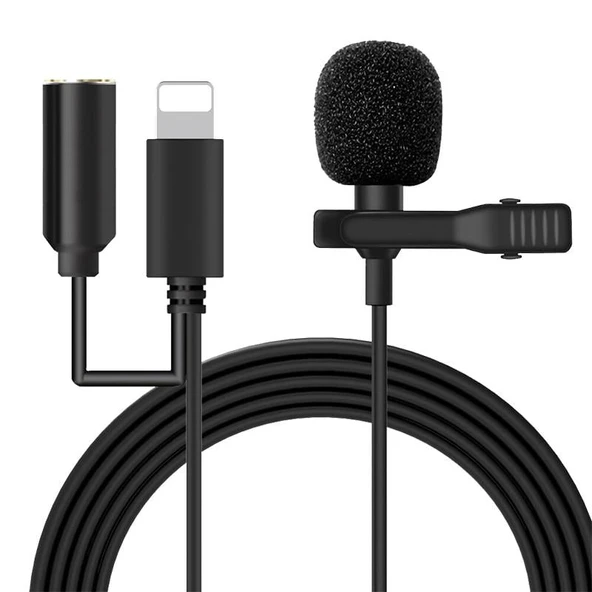 Powermaster JH-041-A Cep Telefonu İçin Ligthning Girişli Youtuber Yaka Mikrofonu ürün görseli 1