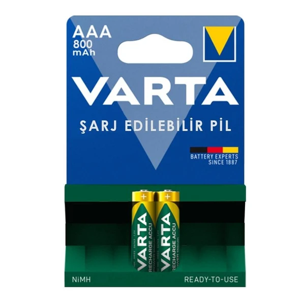 Varta 56703 1.2V 800 Mah Şarjlı AAA İnce Kalem Pil (2'Li Paket) ürün görseli 1