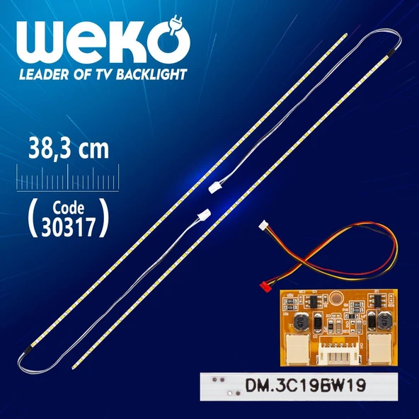 19'' Inch 38.3 Cm 54 Ledli 12V Universal Monitör E-Led Çift Led-Sürücü-Kablo Takımı (WK-0140) ürün görseli 1