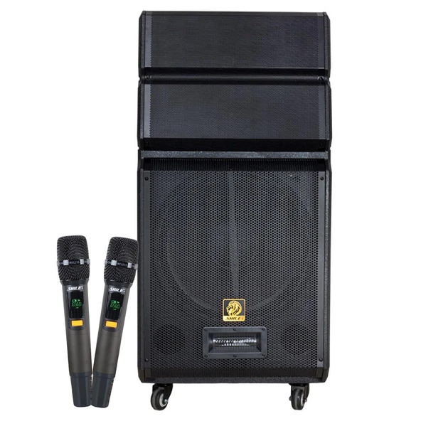 Shile SL-1612B İki El Mikrofonlu-Kumandalı USB/SD/BT/FM Taşınabilir Hoparlör ürün görseli 1