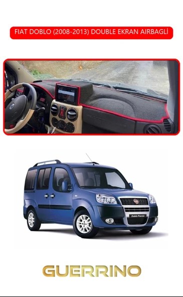 Guerrino  FIAT DOBLO 2008-2013 DOUBLE EKRANTORPİDO KORUMA HALISI KIRMIZI KENAR ürün görseli 1