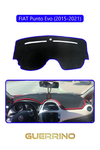 Guerrino  FIAT Punto Evo 2015-2021 Modellerine UygunTORPİDO KORUMA HALISI MAVİ KENAR ürün görseli 1