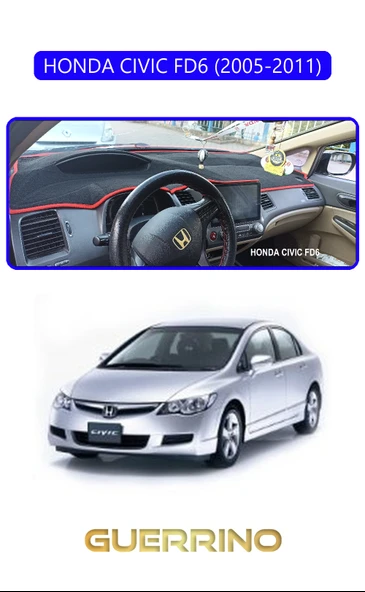 Guerrino  HONDA CIVIC FD6 2005-2011TORPİDO KORUMA HALISI MAVİ KENAR ürün görseli 1