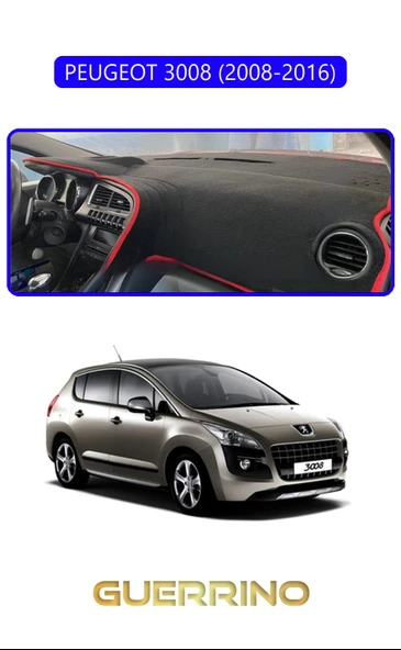 Guerrino  PEUGEOT 3008 (2008-2016)TORPİDO KORUMA HALISI MAVİ KENAR ürün görseli 1