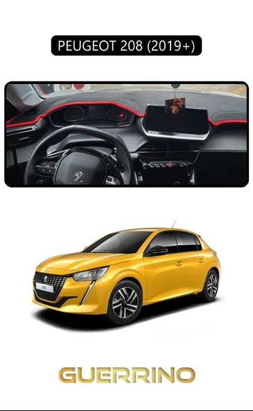 Guerrino  PEUGEOT 208 (2019+)TORPİDO KORUMA HALISI SİYAH KENAR ürün görseli 1