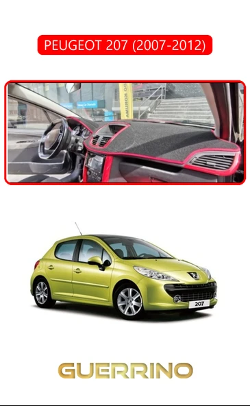 Guerrino  PEUGEOT 207 (2007-2012)TORPİDO KORUMA HALISI KIRMIZI KENAR ürün görseli 1