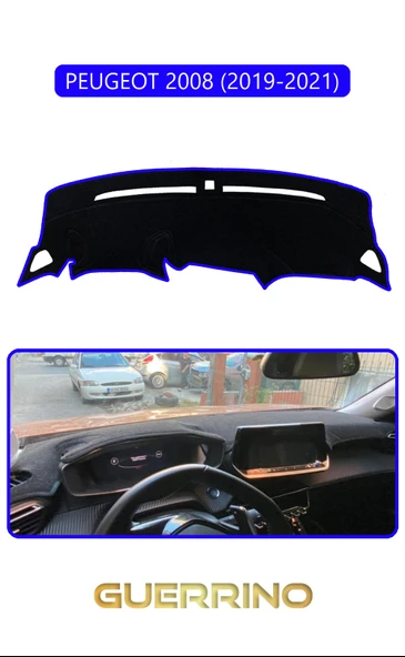 Guerrino  PEUGEOT 2008 (2019-2021)TORPİDO KORUMA HALISI MAVİ KENAR ürün görseli 1