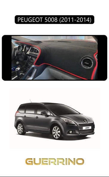 Guerrino  PEUGEOT 5008 (2011-2014)TORPİDO KORUMA HALISI SİYAH KENAR ürün görseli 1